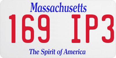 MA license plate 169IP3