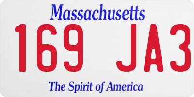MA license plate 169JA3