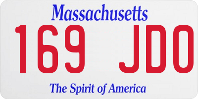 MA license plate 169JD0