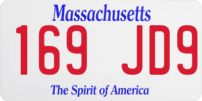 MA license plate 169JD9