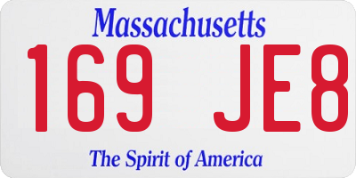 MA license plate 169JE8