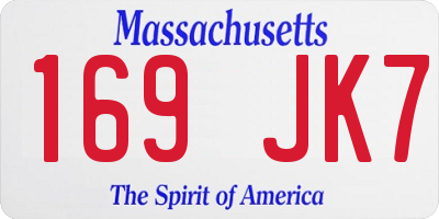 MA license plate 169JK7