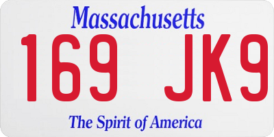 MA license plate 169JK9