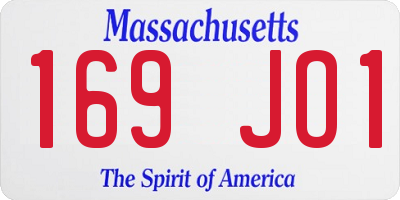 MA license plate 169JO1