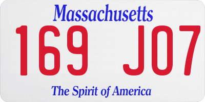 MA license plate 169JO7