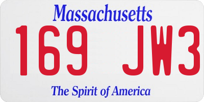 MA license plate 169JW3