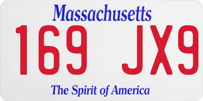MA license plate 169JX9