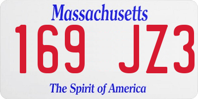 MA license plate 169JZ3