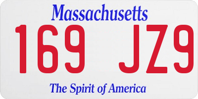 MA license plate 169JZ9