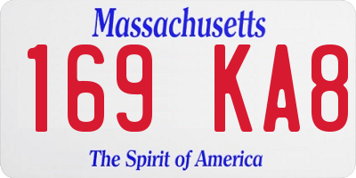 MA license plate 169KA8