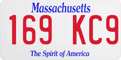 MA license plate 169KC9