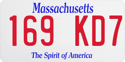 MA license plate 169KD7