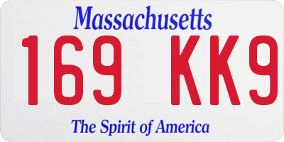 MA license plate 169KK9