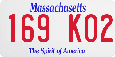 MA license plate 169KO2