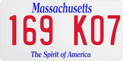 MA license plate 169KO7