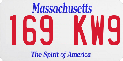MA license plate 169KW9