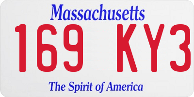 MA license plate 169KY3