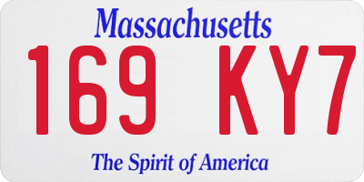 MA license plate 169KY7