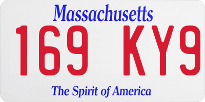 MA license plate 169KY9