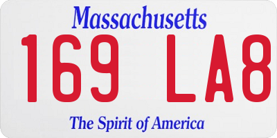 MA license plate 169LA8