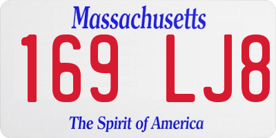 MA license plate 169LJ8