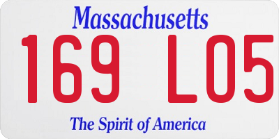 MA license plate 169LO5