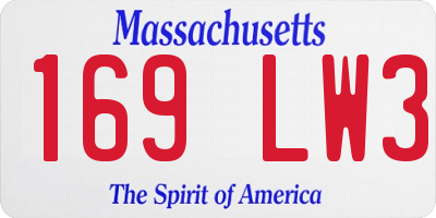 MA license plate 169LW3