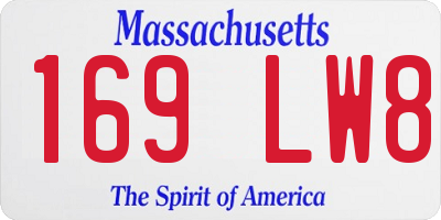 MA license plate 169LW8