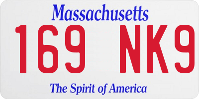 MA license plate 169NK9