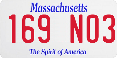 MA license plate 169NO3