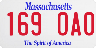 MA license plate 169OA0