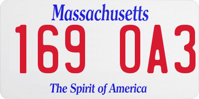 MA license plate 169OA3