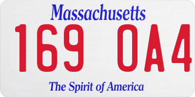 MA license plate 169OA4