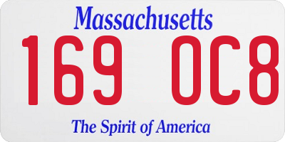 MA license plate 169OC8