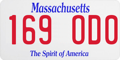 MA license plate 169OD0
