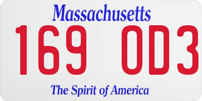 MA license plate 169OD3