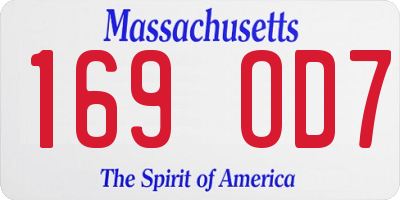 MA license plate 169OD7