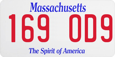 MA license plate 169OD9