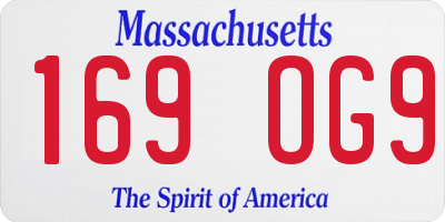 MA license plate 169OG9