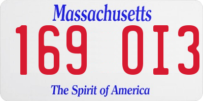 MA license plate 169OI3