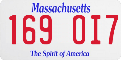 MA license plate 169OI7