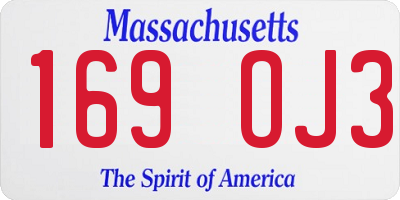 MA license plate 169OJ3