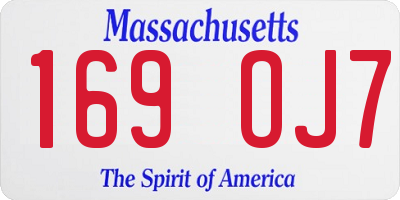 MA license plate 169OJ7