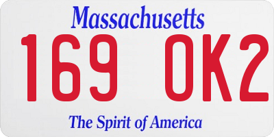 MA license plate 169OK2