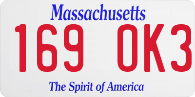 MA license plate 169OK3
