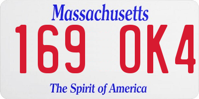 MA license plate 169OK4