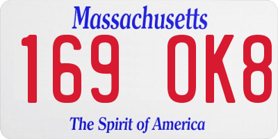 MA license plate 169OK8