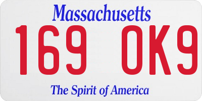 MA license plate 169OK9