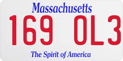 MA license plate 169OL3