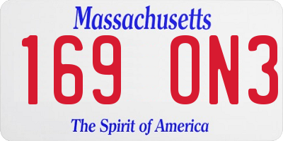 MA license plate 169ON3